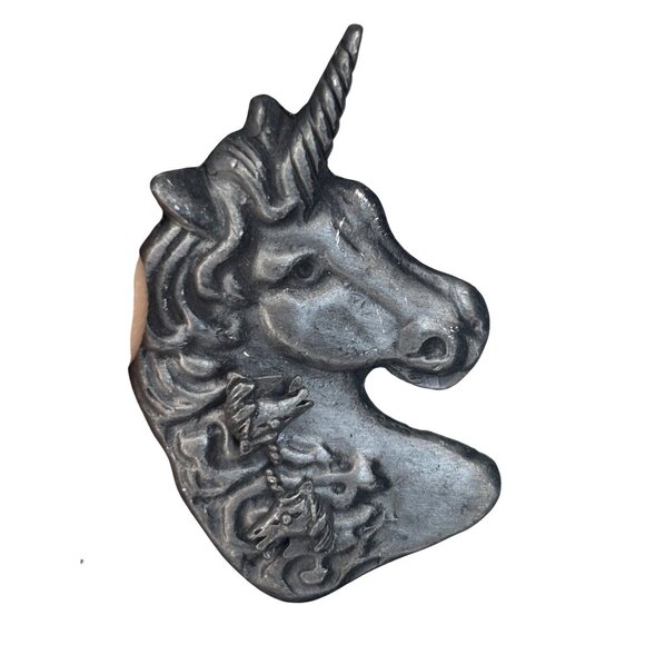 Vintage Pewter Unicorn Brooch With Intricate Detailing & earrings set - Picture 1 of 8